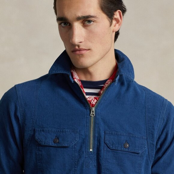 Polo Ralph Lauren Men’s Classic-Fit Indigo Popover Workshirt – Slub Indigo – XS - Picture 2 of 5